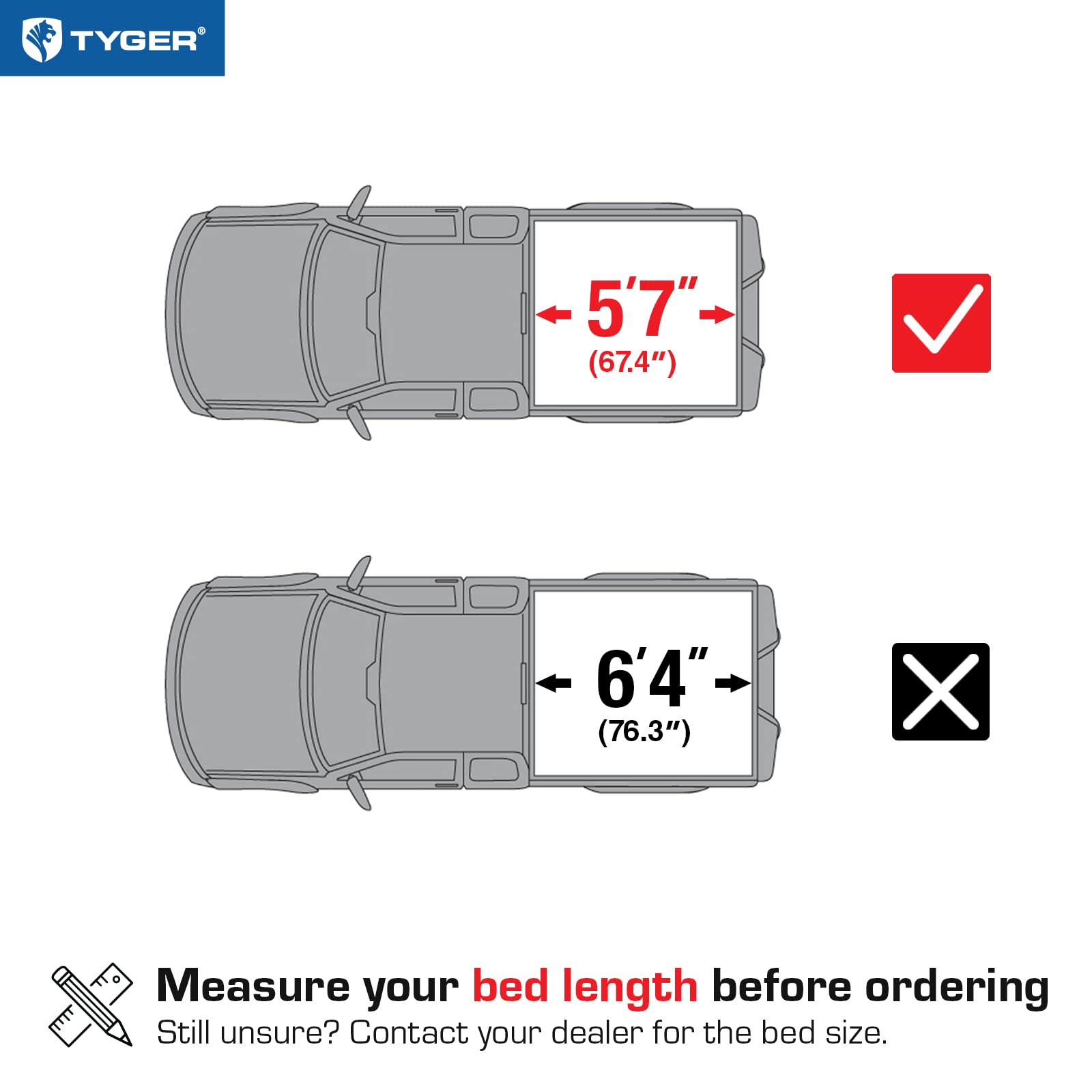 Tyger Auto T1 soft roll-up cover rolled up for full bed access.