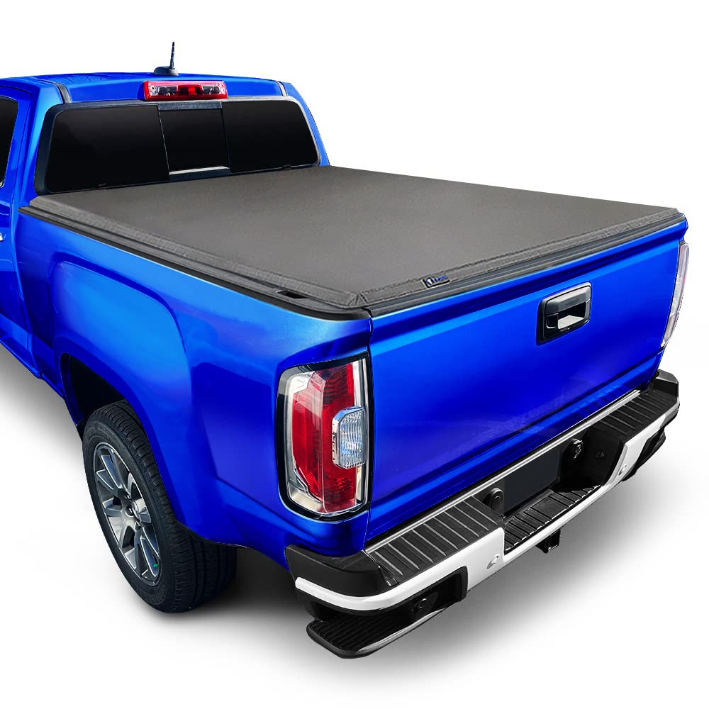 Tyger Auto T3 soft tri-fold cover in closed position protects cargo from weather.