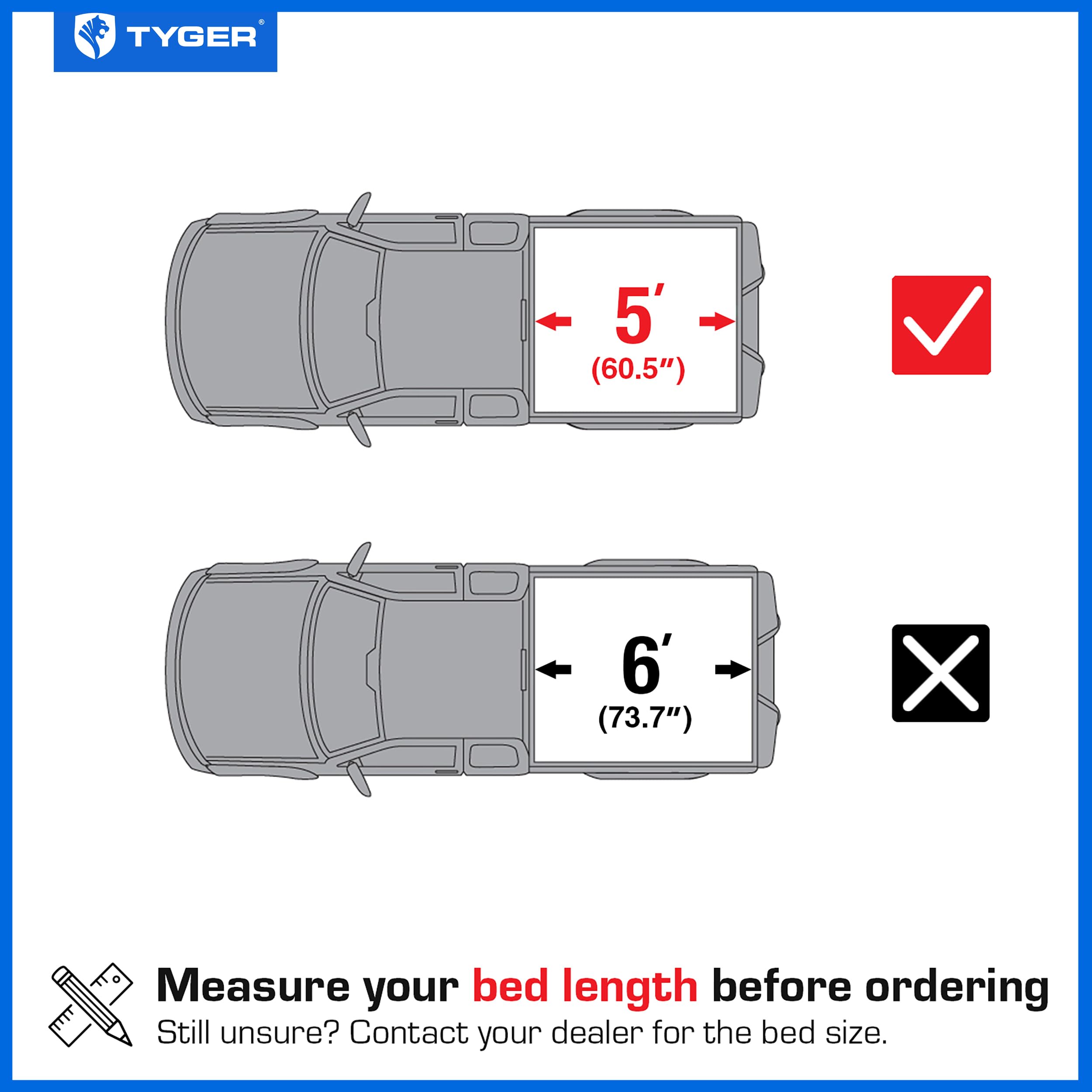 Tyger Auto T3 soft tri-fold cover open position enables full bed access.
