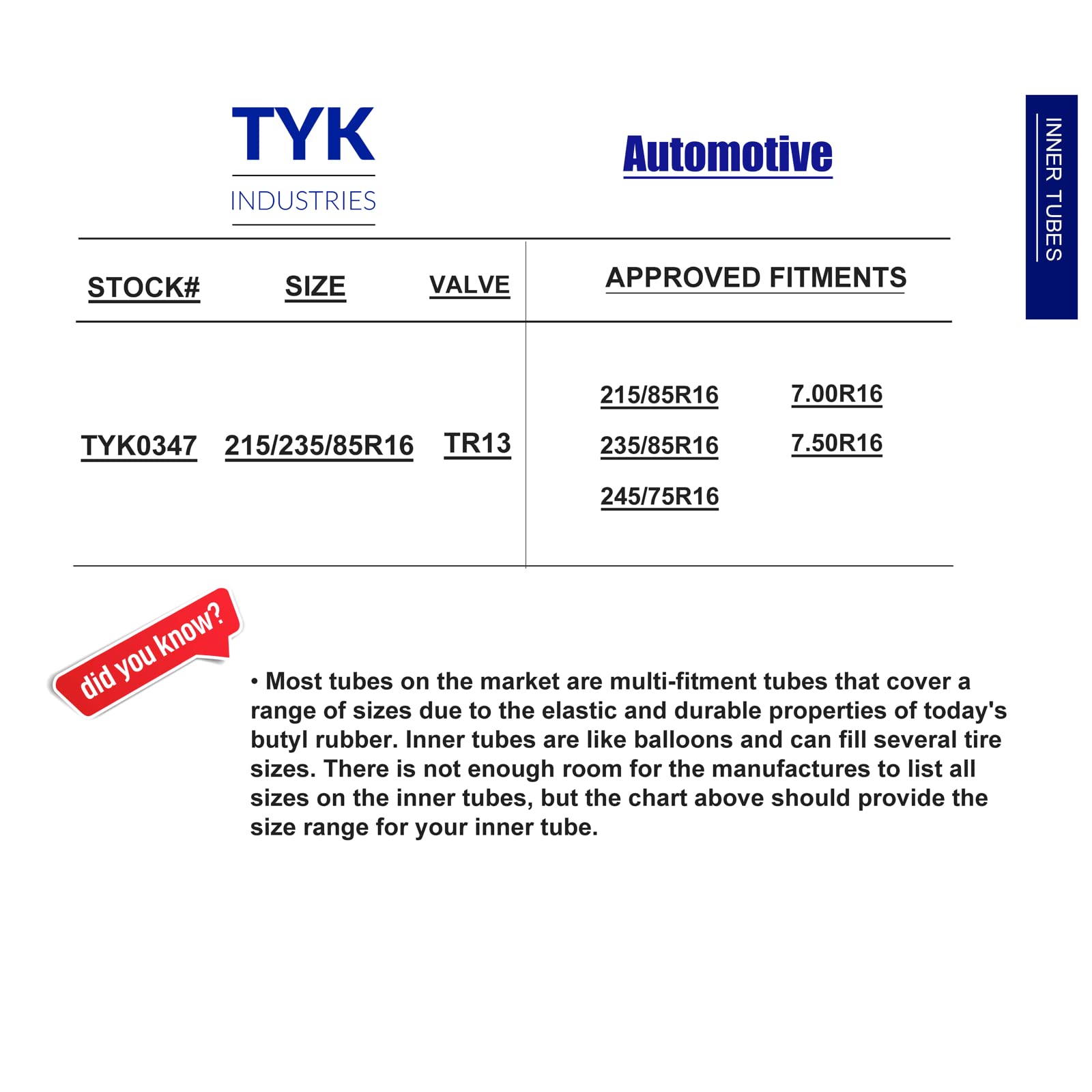 TYK Industries fits 16-inch wheels for light trucks and trailers.
