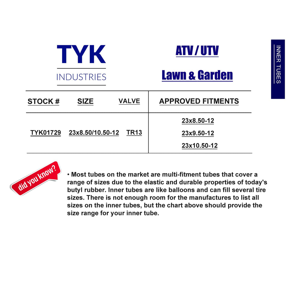 TYK Industries tube fits mowers tractors wheelbarrows and other garden equipment
