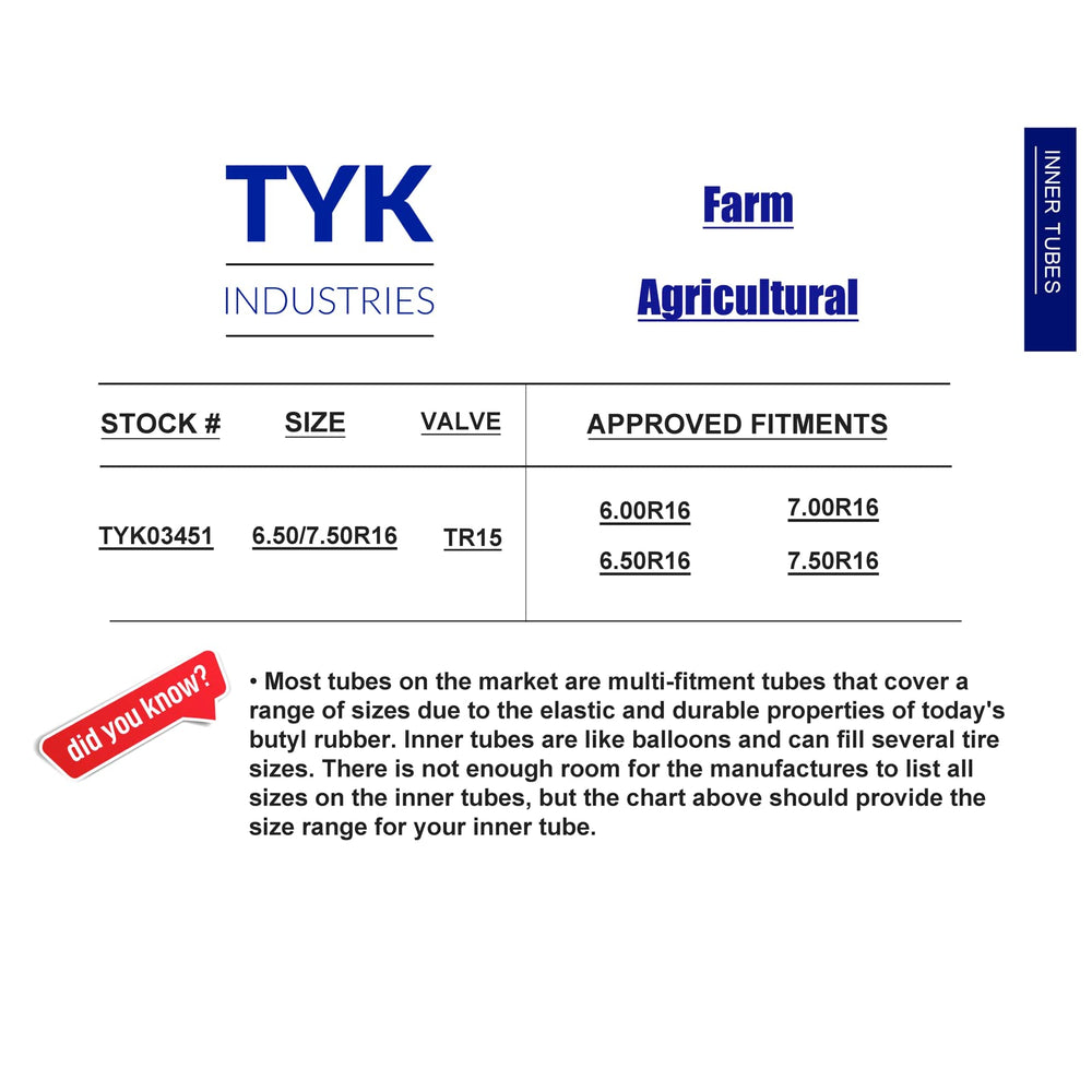 TYK inner-tube shown in packaging, ready for quick installation.