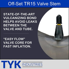 TYK Industries multi-fit inner-tube fits 6.00-16 to 7.50-16 tires for versatile use.