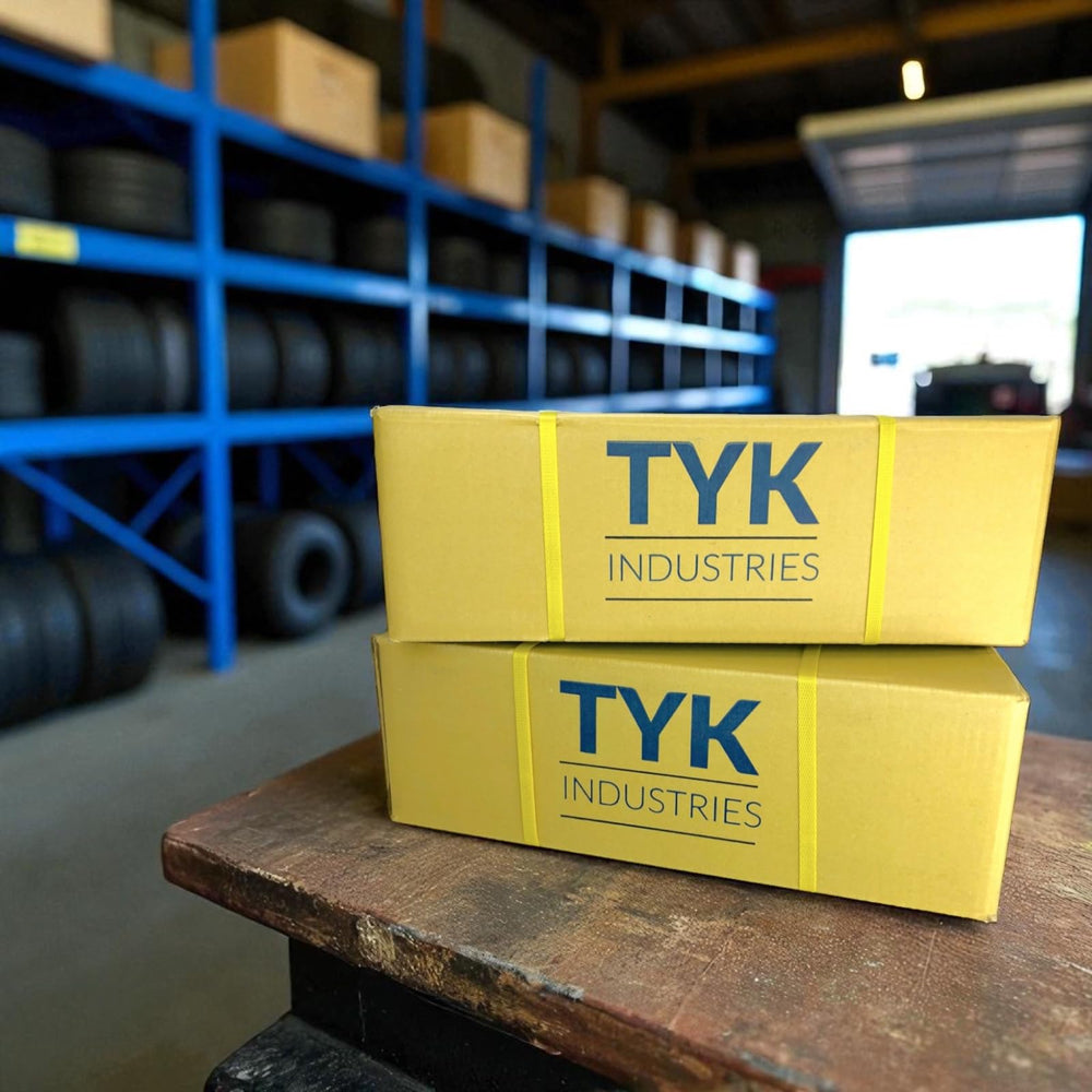 TYK Industries TR6 valve with lock nuts for secure mounting.