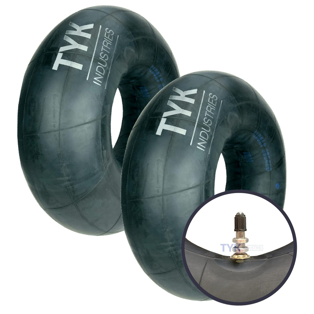 TYK Industries two 22.5x10-8 inner tubes with TR6 valve, ready for rugged use.
