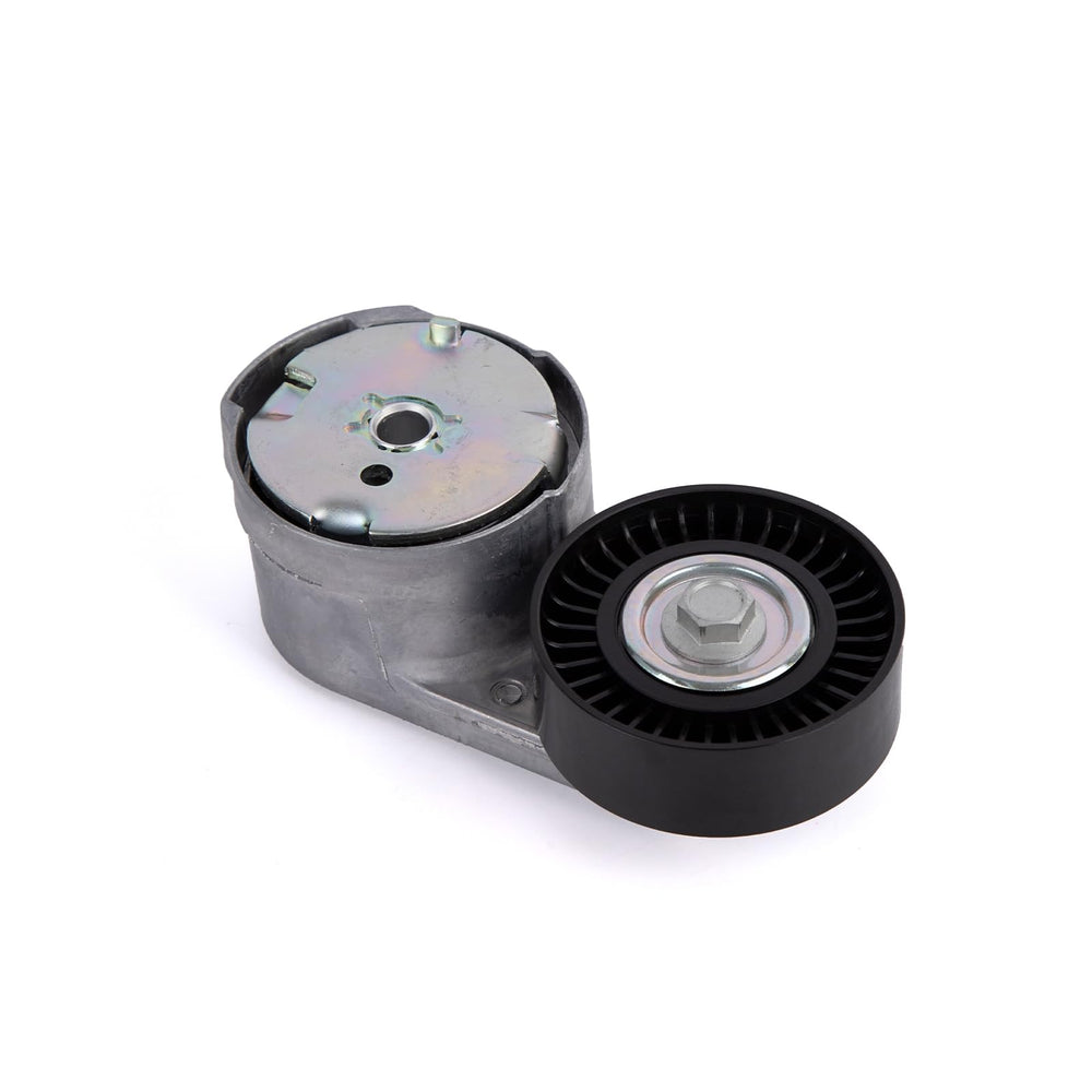 TYKICK belt tensioner guide showing installation in the engine bay.