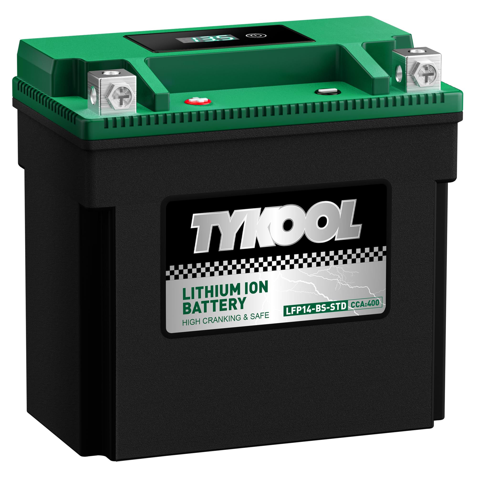 TYKOOL LFP14-BS-STD battery side view highlights slim form for balance