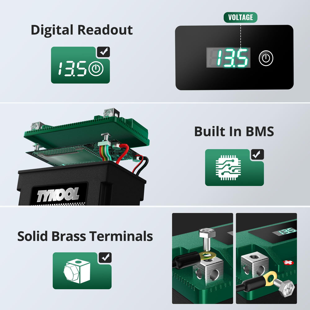 TYKOOL LFP14-BS-STD battery smart BMS close-up emphasizing cell balance