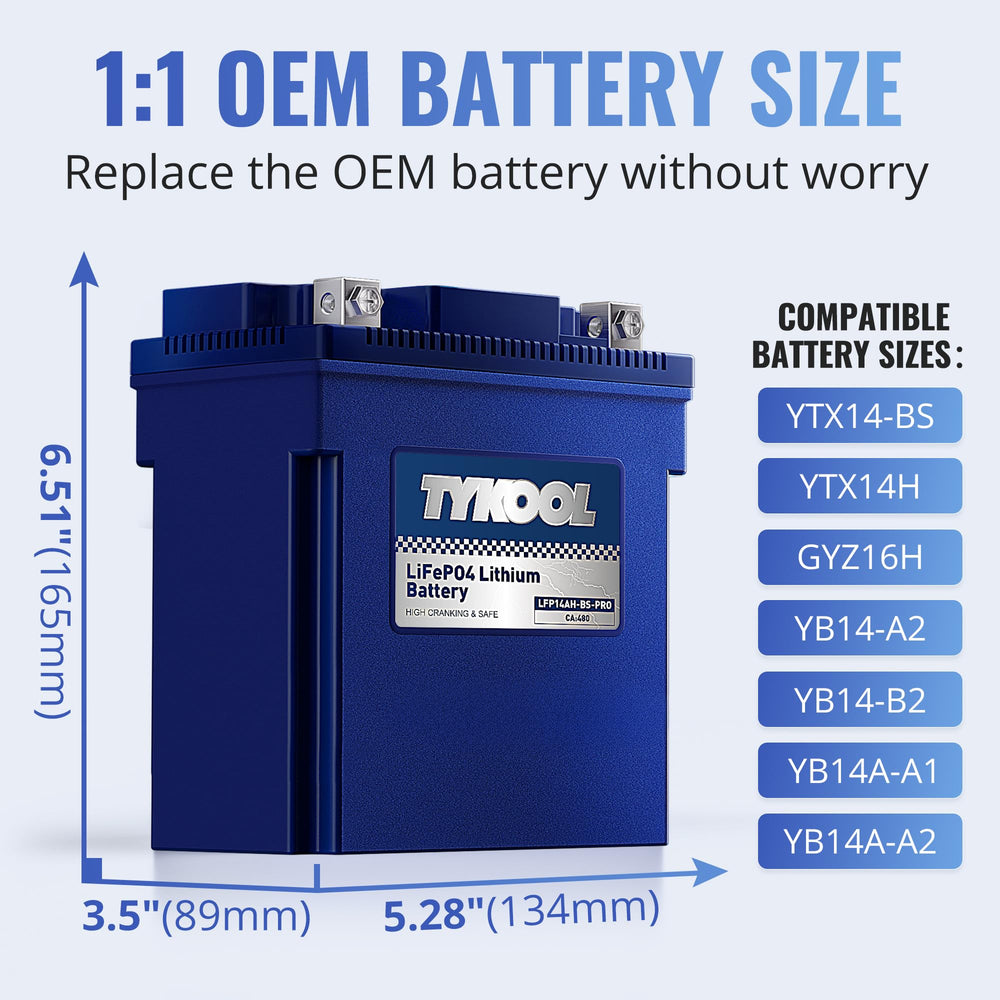 TYKOOL LFP14AH-BS-PRO side view highlights precise drop-in compatibility for Group 14 trays.