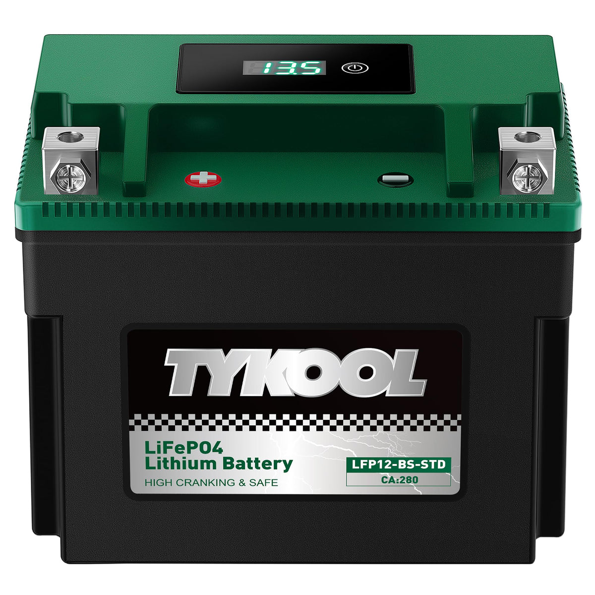 TYKOOL YTX12-BS battery installed on a motorcycle for reliable starts.