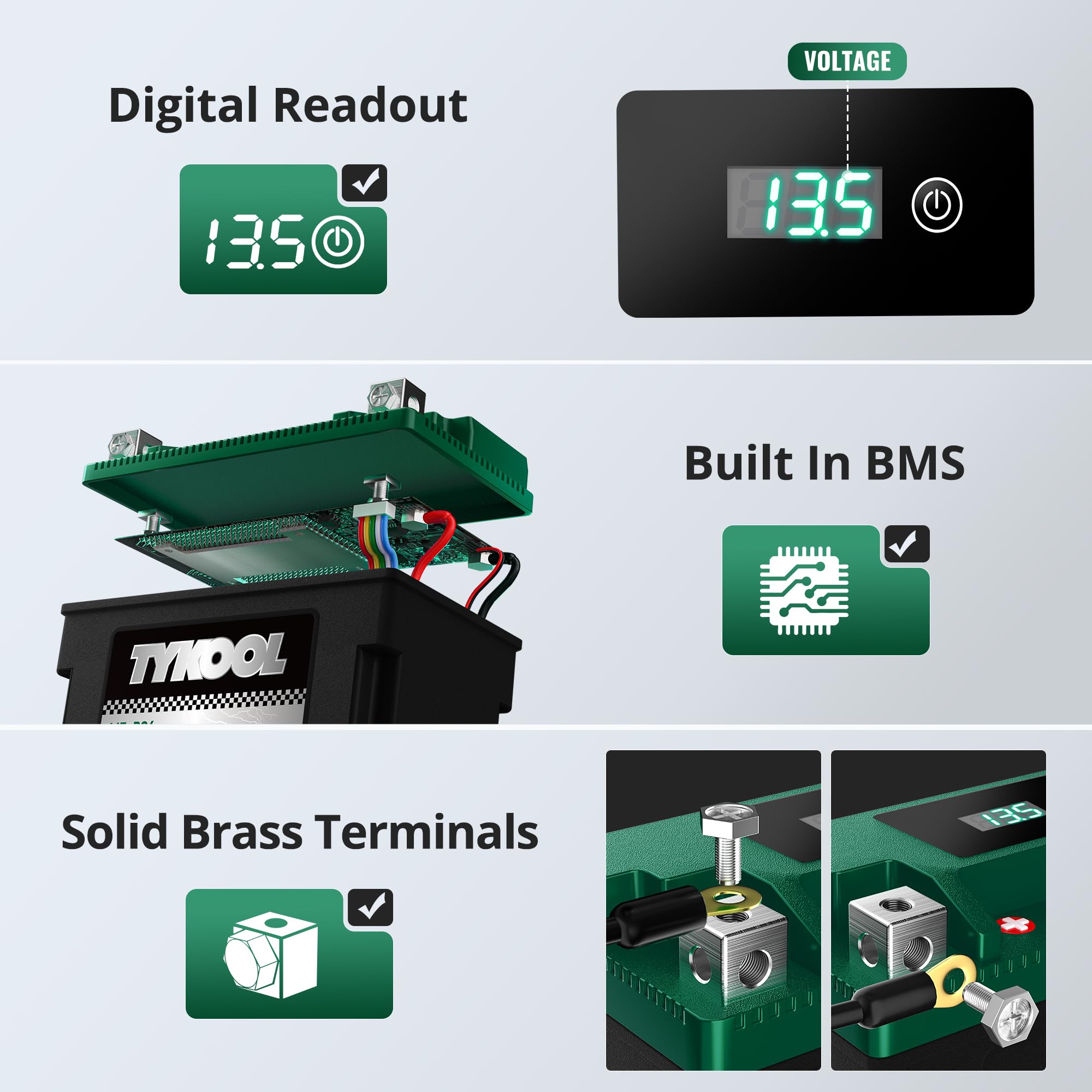 TYKOOL YTX12-BS ultra-lightweight battery for easy handling.