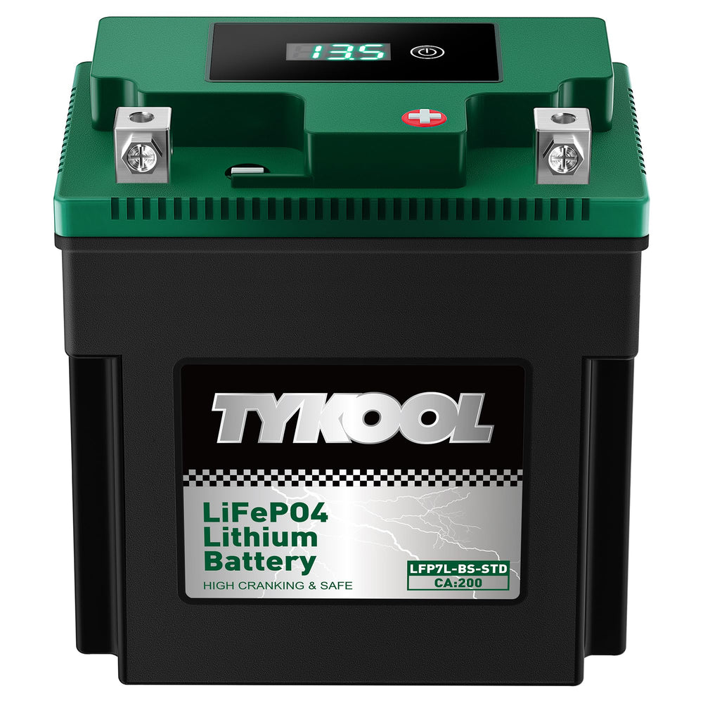 TYKOOL YTX7L-BS-STD front view shows compact size and fit.