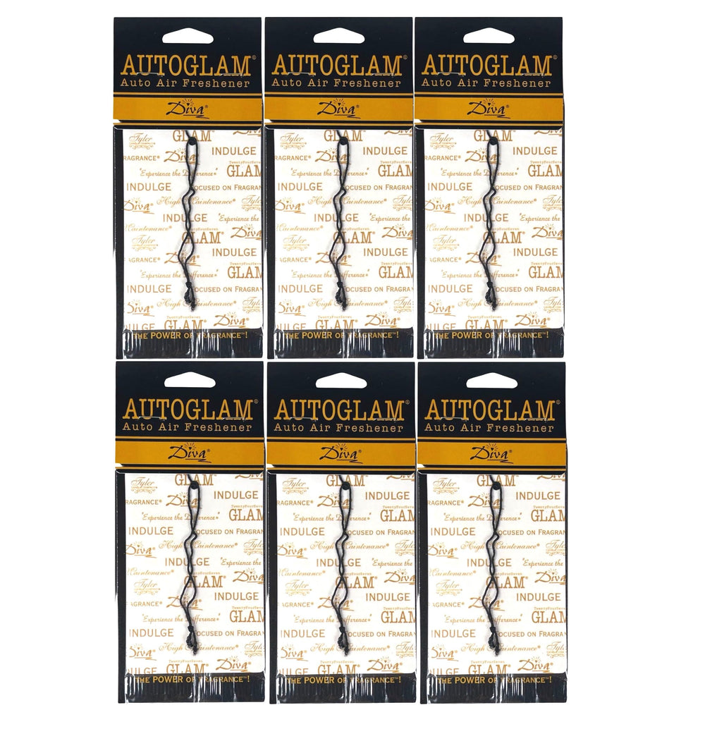 Tyler Diva AutoGlam air freshener with white and gold design enhances car ambience.