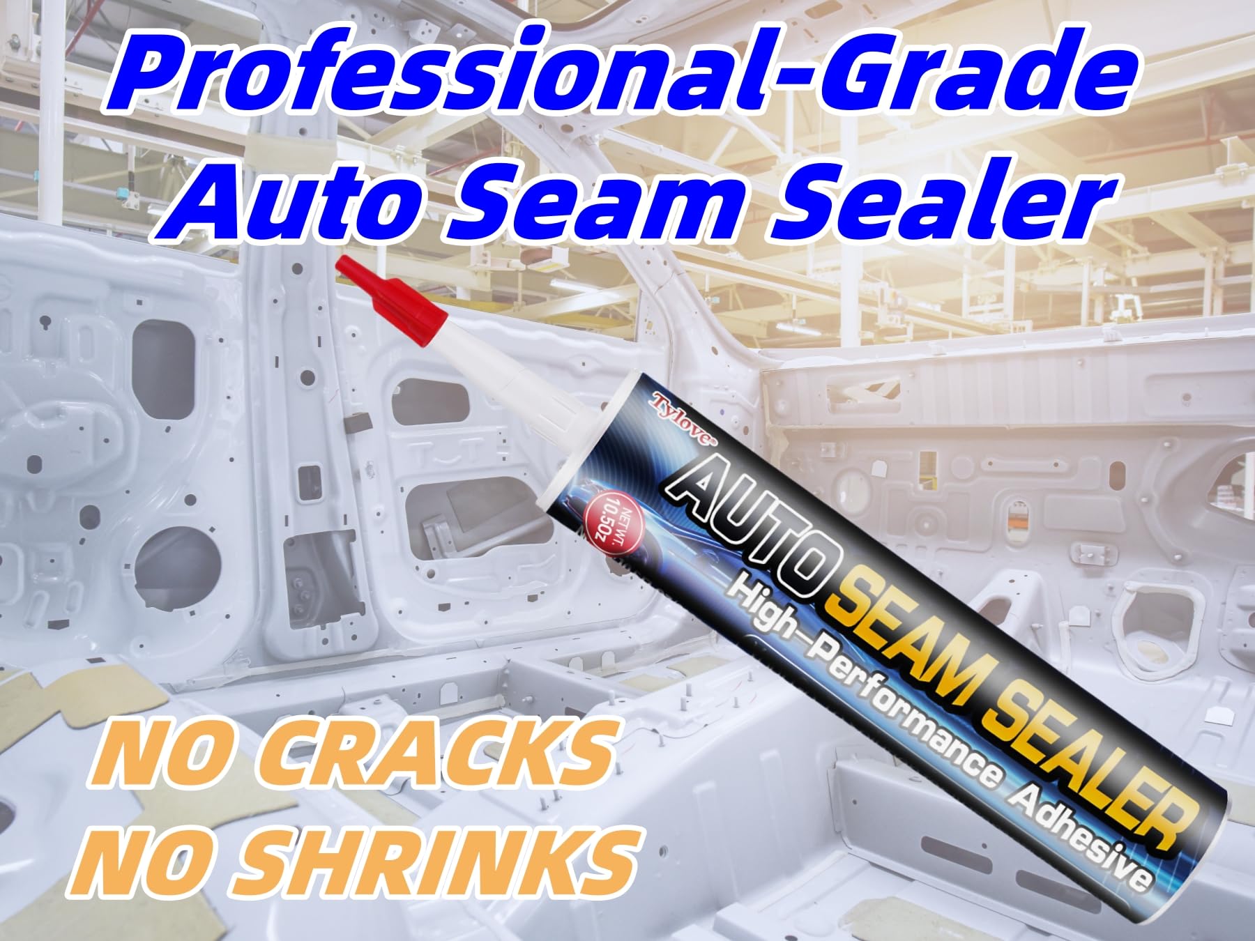 Tylove seam sealer black packaging communicates professional-grade auto sealant