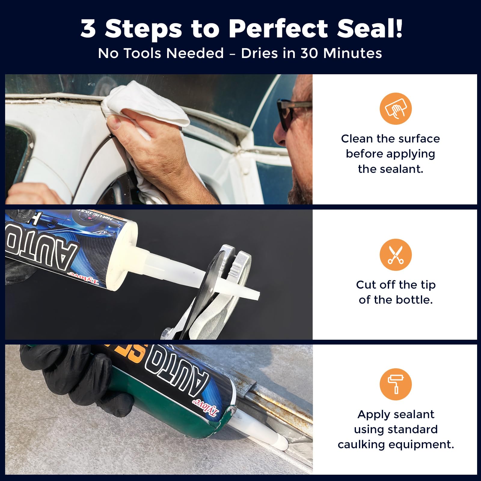 Tylove Seam Sealer applied on car body panel illustrating versatile vehicle use