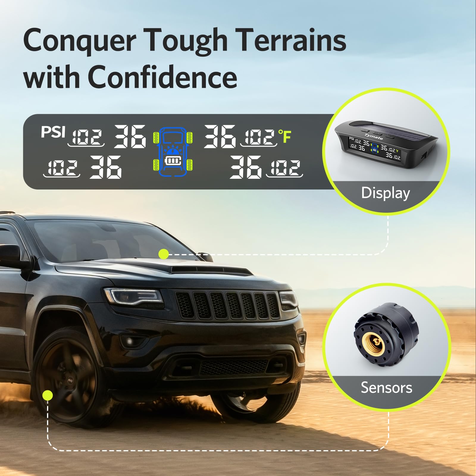 TPMS in motion provides continuous monitoring during travel.
