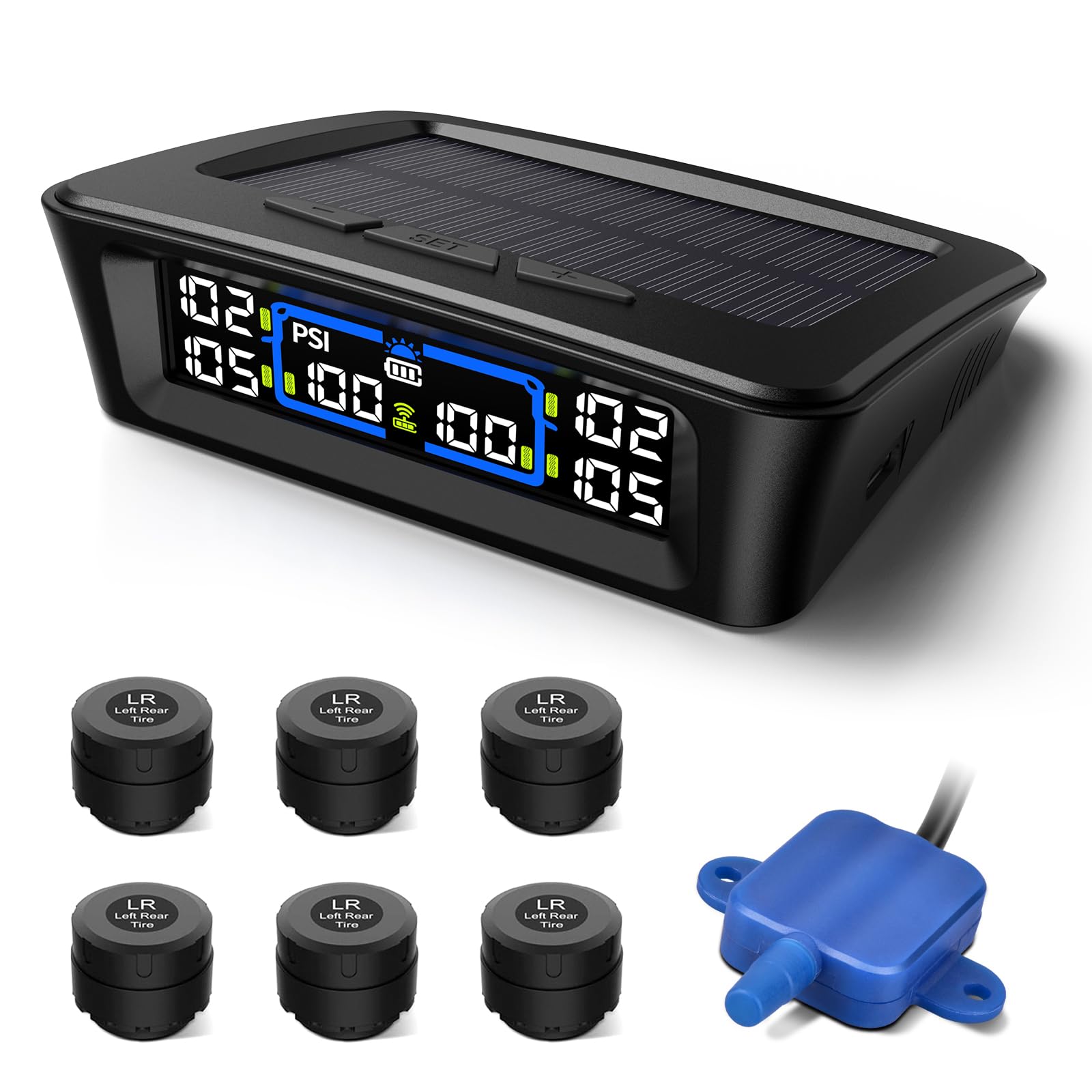 TM12 TPMS display from Tymate shows all tires at a glance for safer trips.