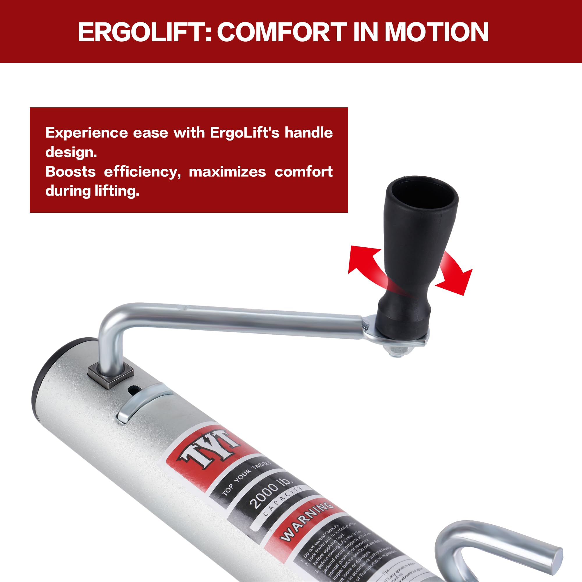 TYT 2000 lbs boat trailer jack retracted to 26 inches for compact storage
