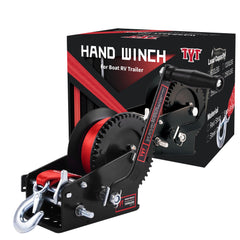 TYT 3500LB boat trailer winch front view highlighting sturdy steel body for towing