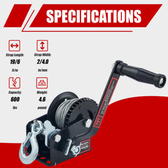 TYT winch with hardened steel gears for durable, long-lasting performance