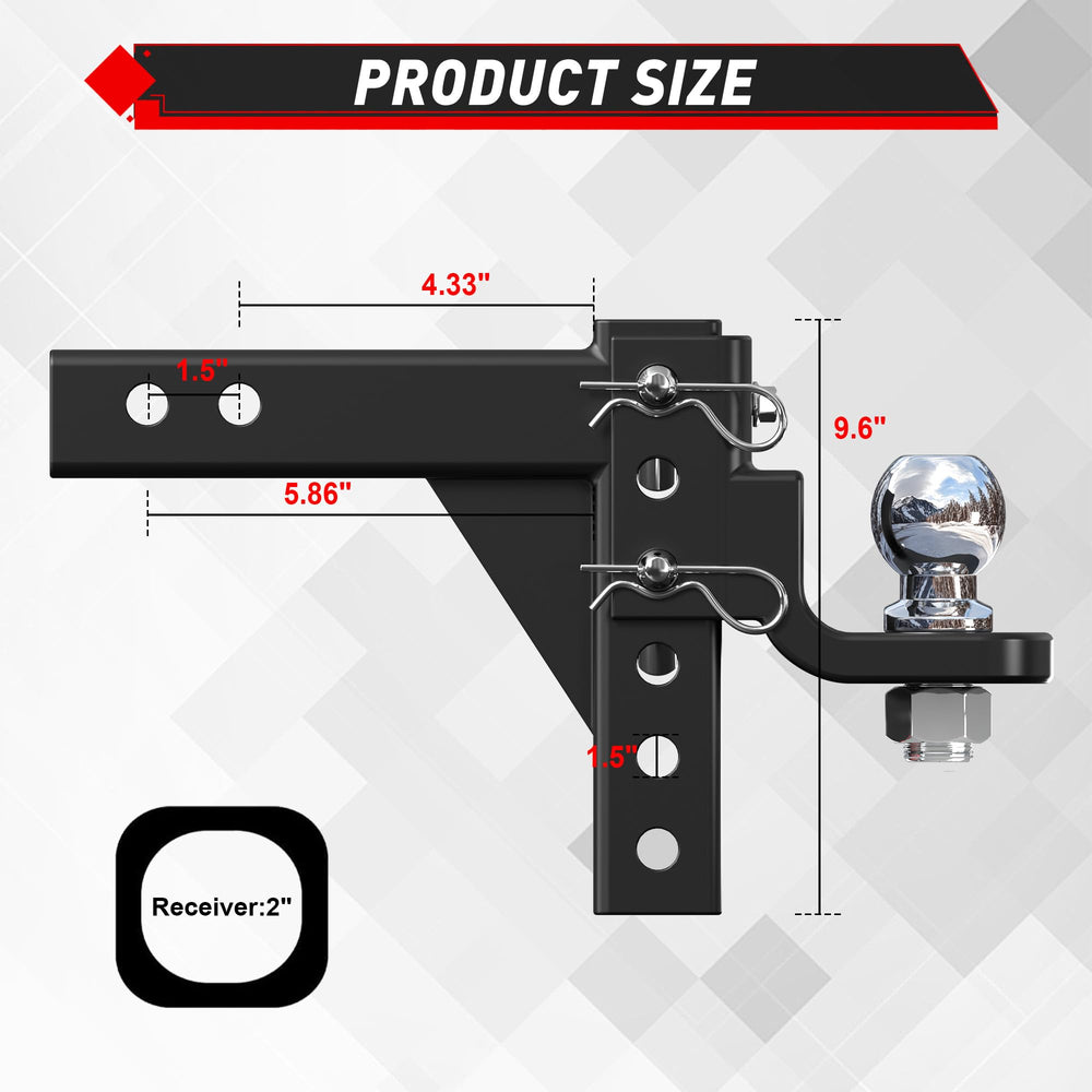 TYT hitch with 7500 lbs capacity and rugged steel construction for heavy towing