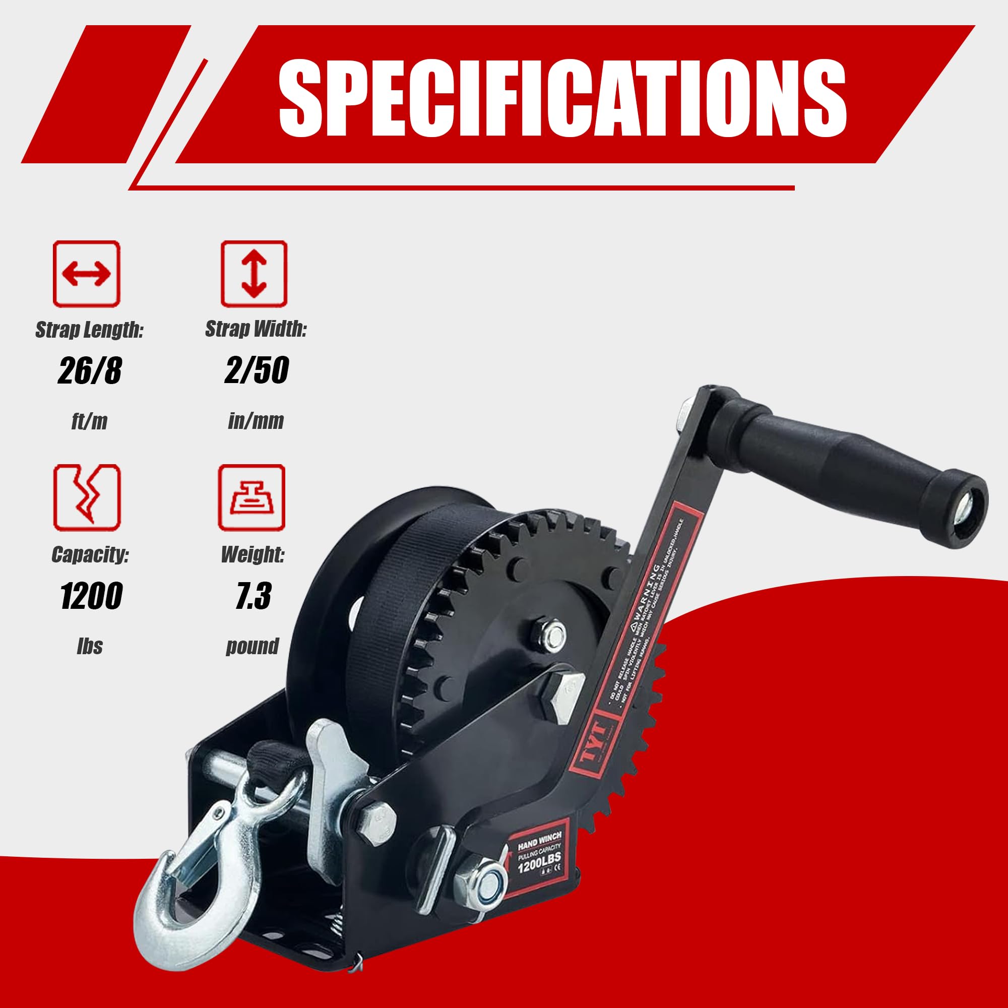 TYT 8m black strap extended for boat loading