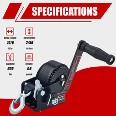 Anti-slip handle cranks smoothly for comfortable use with the TYT winch.