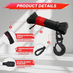 TYT heavy-duty winch hook rated at 25,000 lbs provides secure connections.