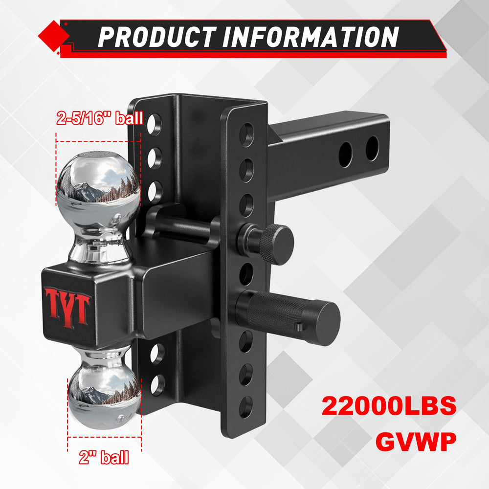 TYT hitch with corrosion-resistant black finish for durability in harsh conditions