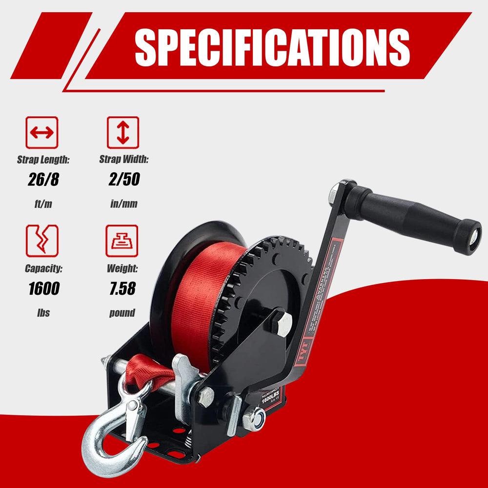 TYT red 8m strap for secure tying and loading on trailers.