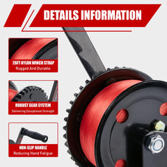 TYT two-way ratchet winch enables forward and backward motion for versatile towing.