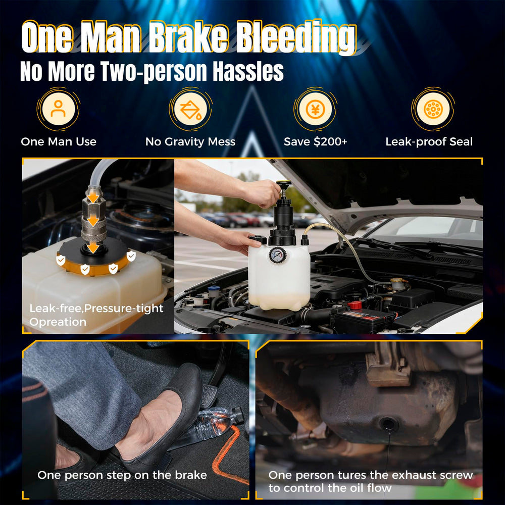 Tzuoen pressure gauge monitoring brake fluid pressure during bleed.