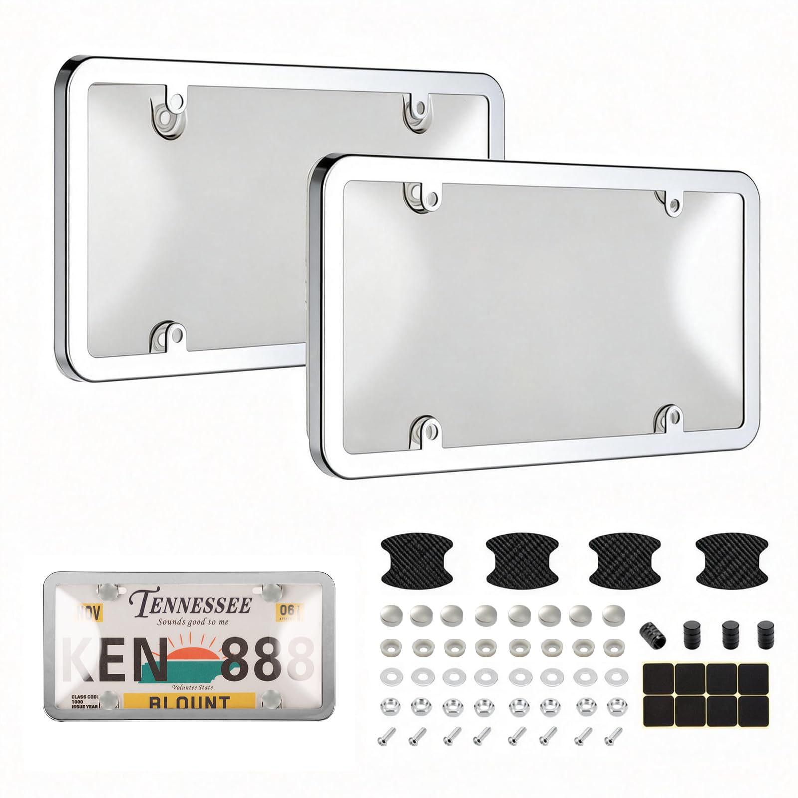 Tzuoen clear license plate cover frame for standard US plates protects readability.