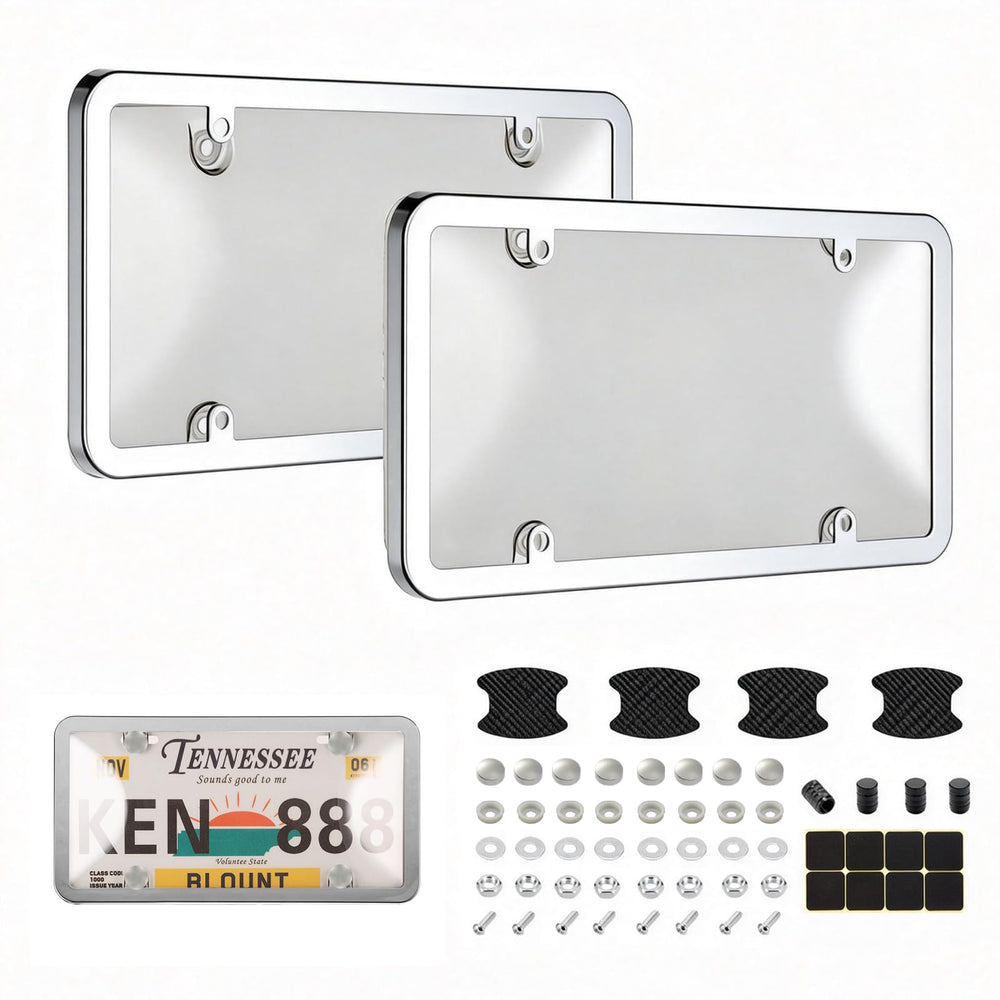 Tzuoen clear license plate cover frame for standard US plates protects readability.