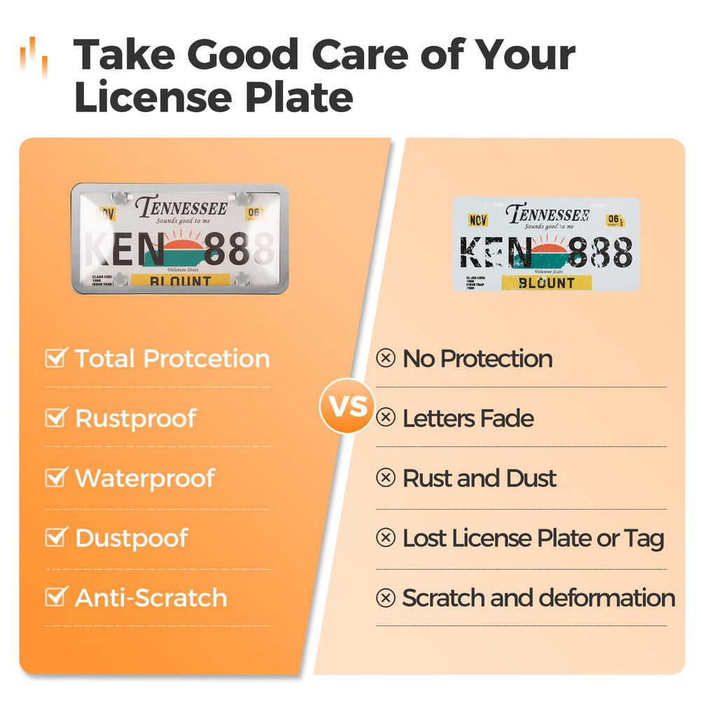 Tzuoen universal-size plate guard fits standard US plates without covering stickers.