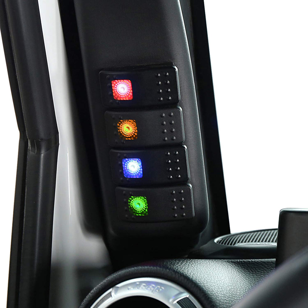u-Box left pillar pod for Jeep Wrangler JK with four illuminated switches for easy accessory control