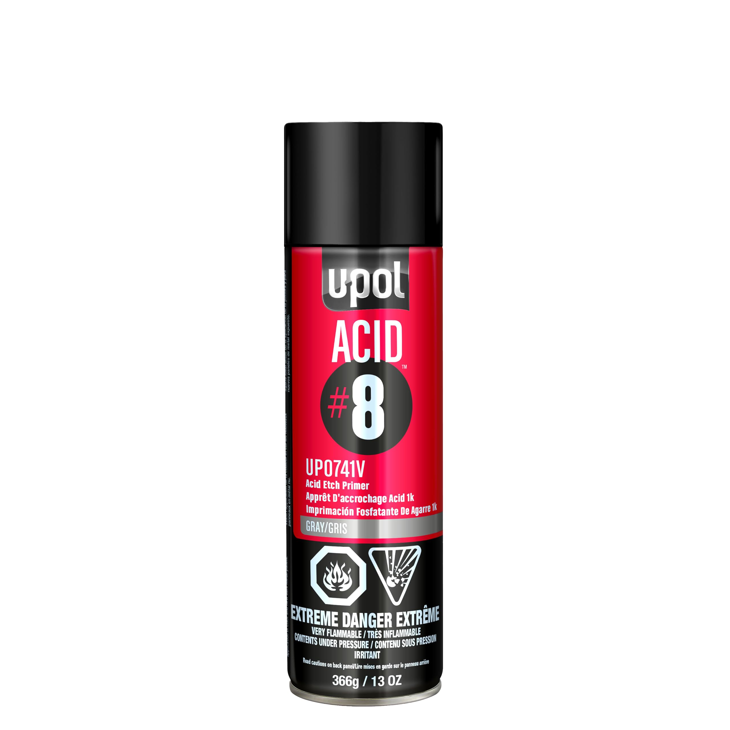 U-POL ACID#8 etch primer spray on bare metal provides strong adhesion and anti-corrosion protection.