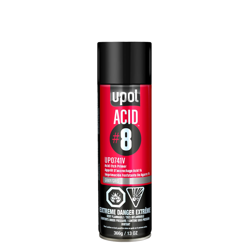 U-POL ACID#8 etch primer spray on bare metal provides strong adhesion and anti-corrosion protection.