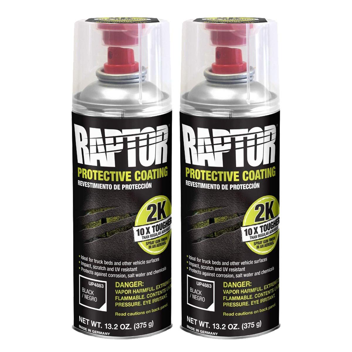 U-POL RAPTOR 2K aerosol bottle for bedliner application and quick protection
