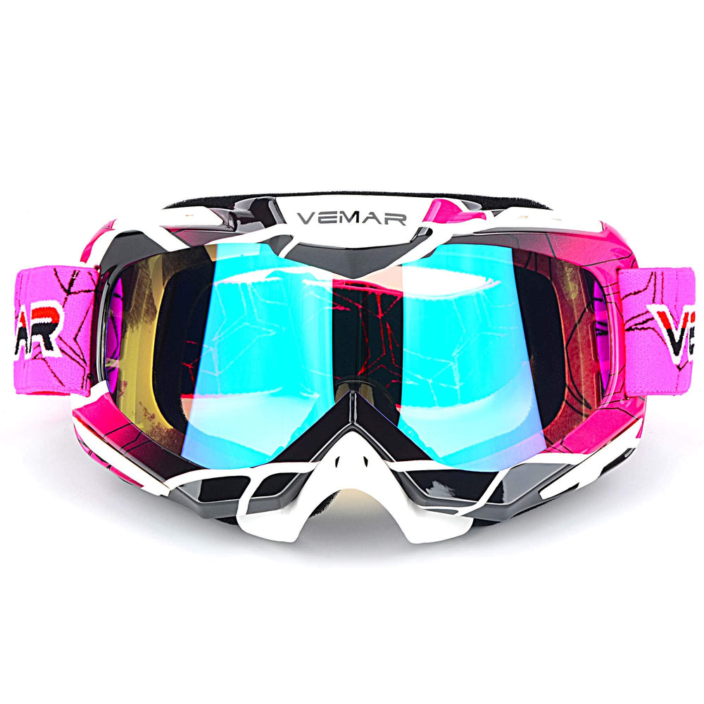 Ubelly motorcycle motocross goggles front view with wind protection and clear sightlines.