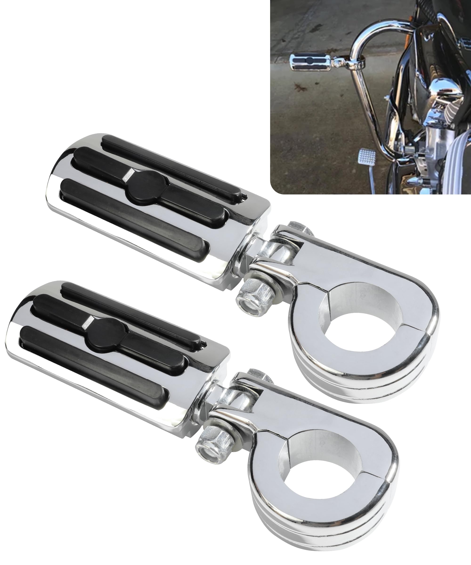 UBOG highway pegs with textured grip for secure control on wet roads.