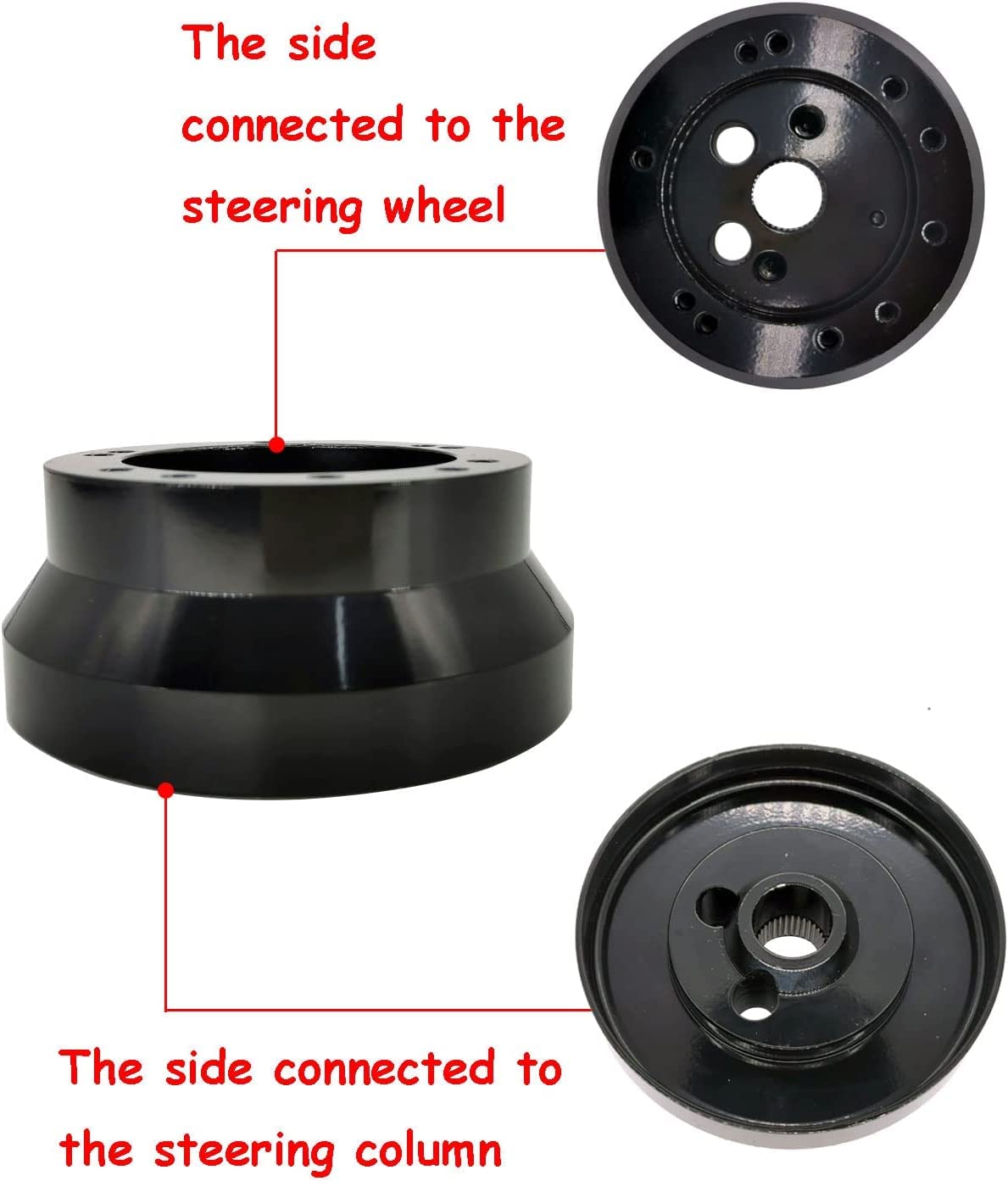Black aluminum surface finish on UcarSoon hub adapter showing durability.