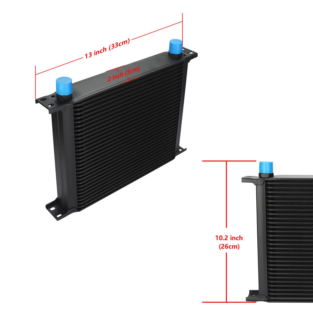 Ucreative oil cooler side view shows slim profile for under-hood fit and space efficiency