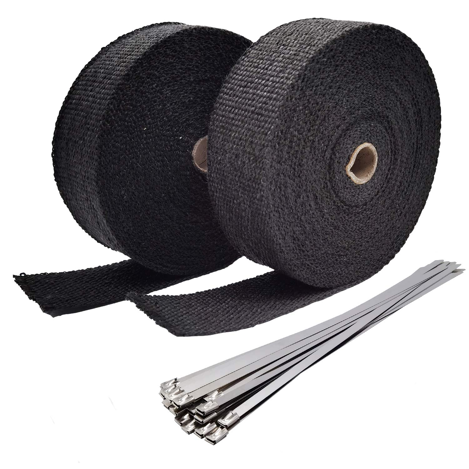 Ucreative black header wrap roll demonstrates compact heat shielding for exhaust systems