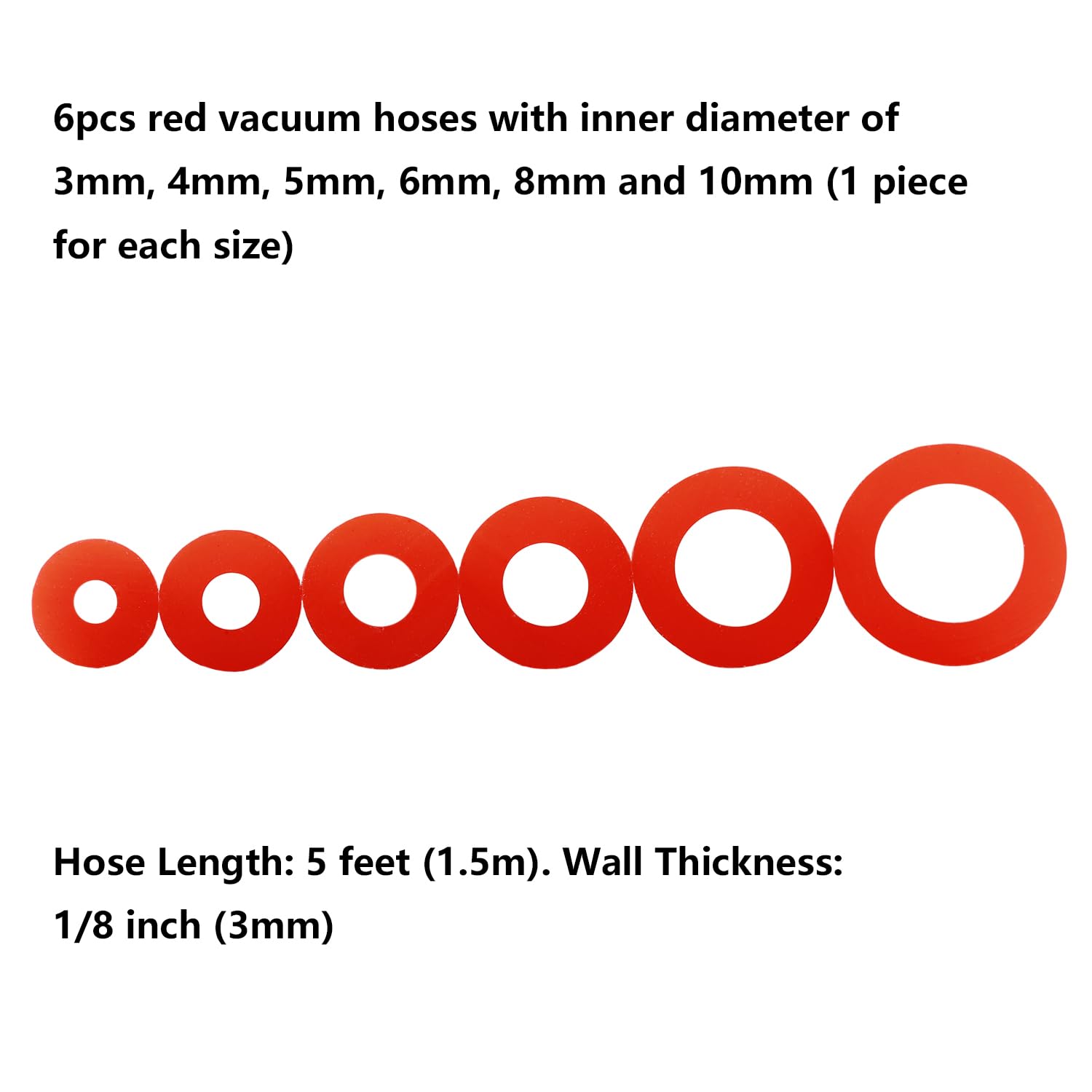 Five-foot hose length showing 1/8 inch wall thickness