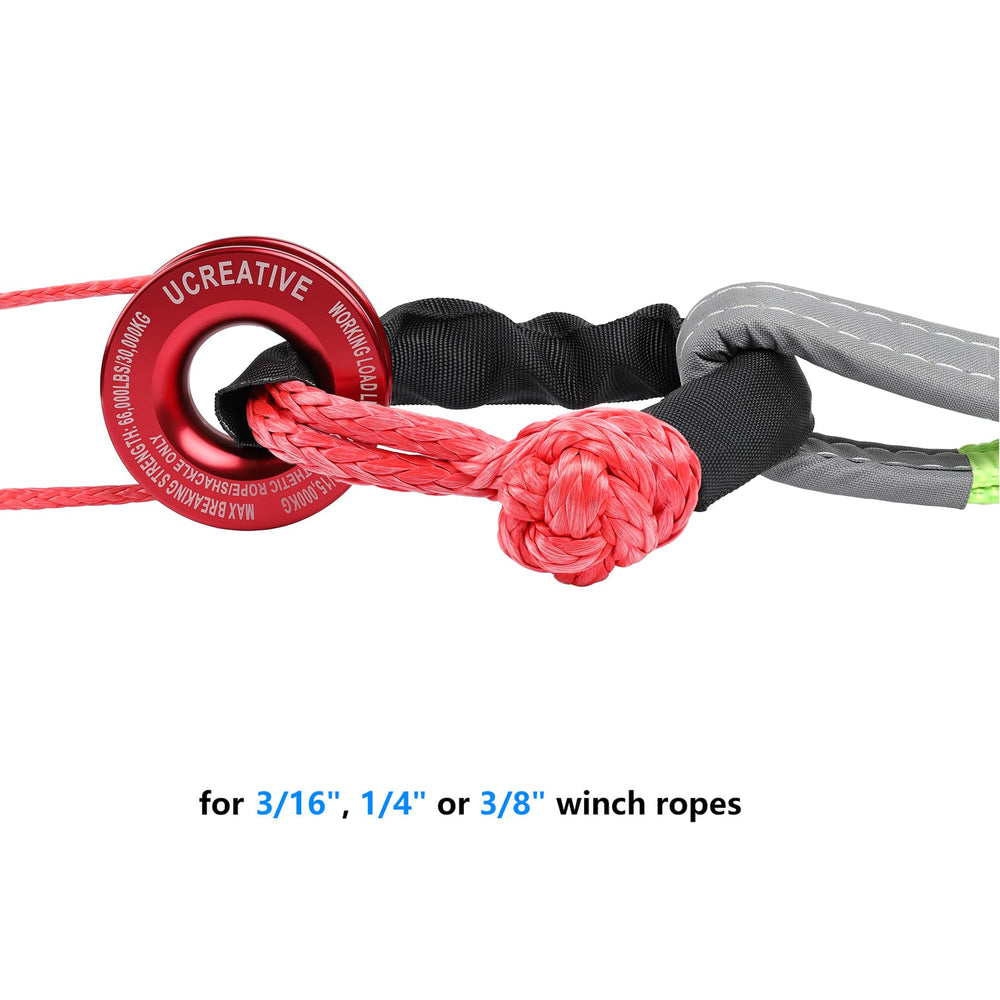 Ucreative red recovery kit used on rough terrain during a pull