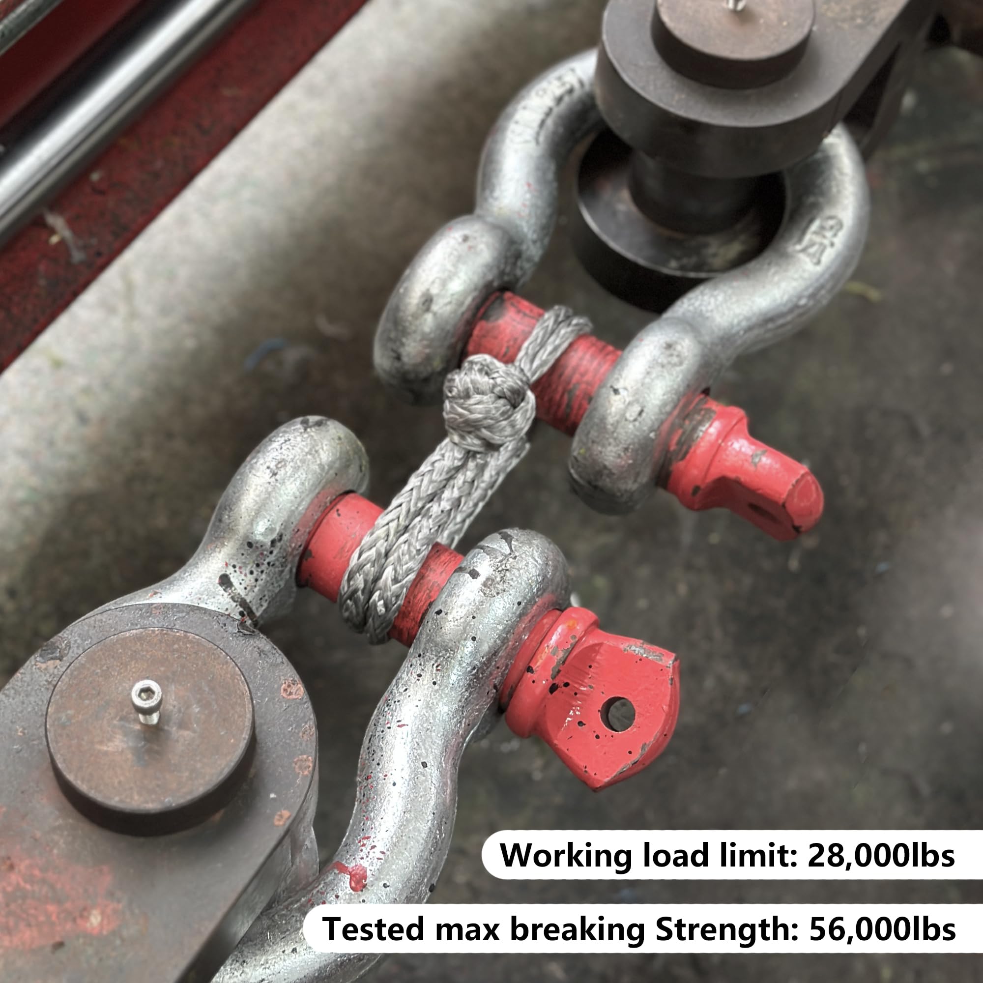 Ucreative soft shackle comparison to snatch block shows reduced abrasion