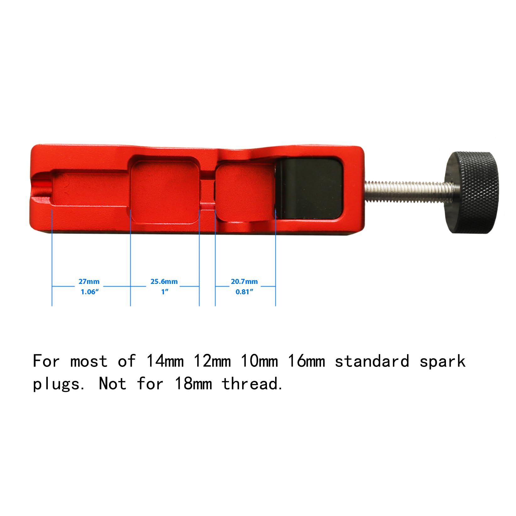 Ucreative spark plug gap tool in use showing gap adjustment process.