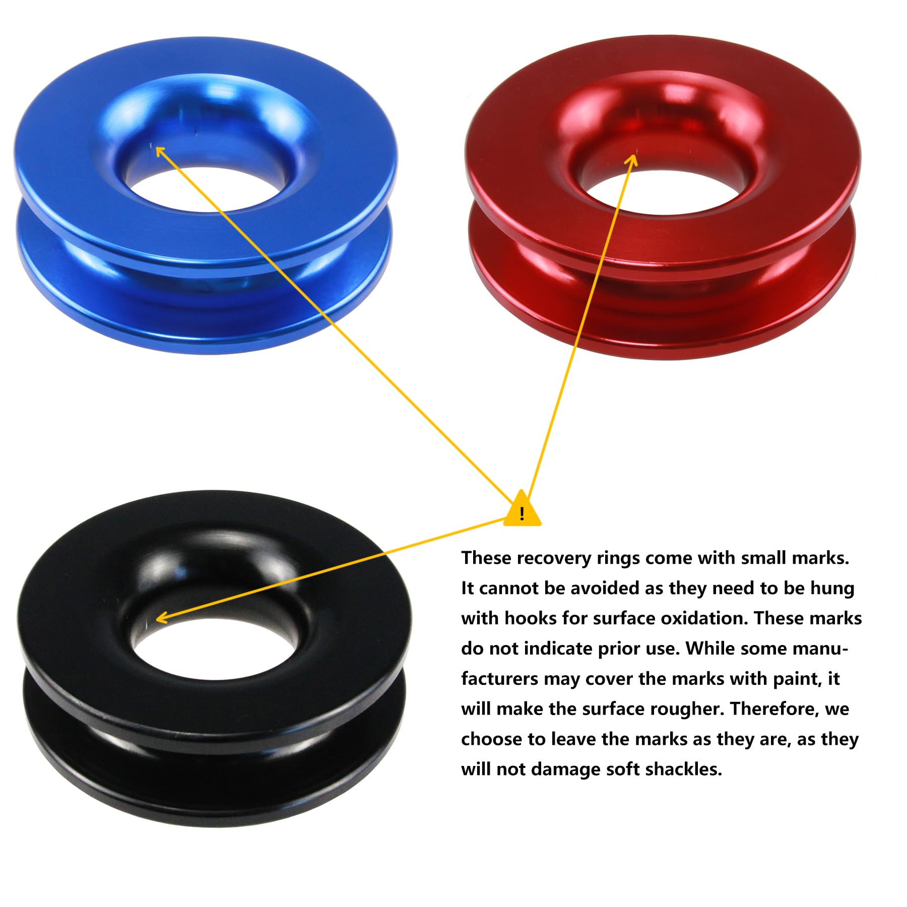 7075 aluminum recovery ring withstands heavy pulling in rough terrain.
