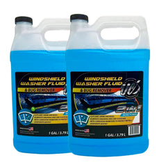 UCS 2-in-1 windshield washer bottle demonstrates ready-to-use formula for streak-free cleaning.